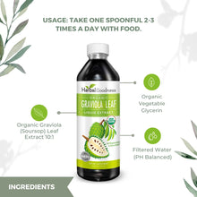 Load image into Gallery viewer, Herbal Goodness Soursop Graviola Liquid Drops 12 Fl Oz - 15X Strength Organic Guanábana Soursop Leaves Extract for Gut Health, Cell &amp; Immune Support Serene Soursop Drops - Vegan, Non-GMO, Made in USA
