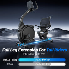 Load image into Gallery viewer, MERACH Recumbent Exercise Bikes for home, Light Commercial High-end Recumbent Bike for Seniors Adults, Magnetic Recumbent Exercise Bike with Smart Bluetooth and Exclusive App, LCD, Heart Rate Handle

