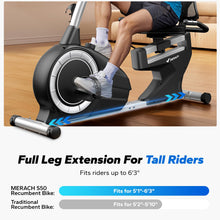 Load image into Gallery viewer, MERACH Recumbent Exercise Bikes for home, Light Commercial High-end Recumbent Bike for Seniors Adults, Magnetic Recumbent Exercise Bike with Smart Bluetooth and Exclusive App, LCD, Heart Rate Handle
