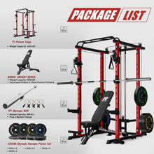 Load image into Gallery viewer, RitFit Multi-Function Garage &amp; Home Gym Package Includes 1200LBS Power Cage PPC03/P3 with Cable Crossover System, Weight Bench, Olympic Barbell Weight Set, Full Body Workout

