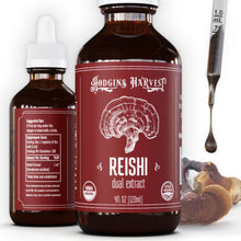 Load image into Gallery viewer, Hodgins Harvest Organic Reishi Mushroom Fruiting Body Extract Tincture - Extra Concentrated Dual Extract Supplement - Supports Heart Health &amp; Wellness - USDA Organic Mushrooms - 4 oz
