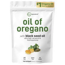 Load image into Gallery viewer, Micro Ingredients Oil of Oregano Softgels, 300 Count | 2 in 1 Formulated with Black Seed Oil | 4X Strength Carvacrol &amp; Thymoquinone | Plant Based, Non-GMO
