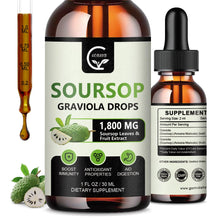 Load image into Gallery viewer, (2 Pack) Soursop Graviola Liquid Drops 1800mg, 98% Absorption Soursop Bitters Liquid for Cell Support &amp; Regeneration, Immune Boost, Relax, Liver and Sleep, Herbal Goodness, Gluten Free, 1 Fl Oz
