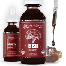 Load image into Gallery viewer, Hodgins Harvest Organic Reishi Mushroom Fruiting Body Extract Tincture - Extra Concentrated Dual Extract Supplement - Supports Heart Health &amp; Wellness - USDA Organic Mushrooms - 4 oz
