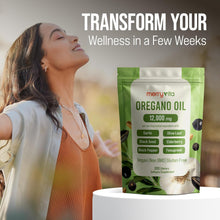 Load image into Gallery viewer, Oregano Oil Capsules Organic – 12,000mg Oregano Oil with Black Seed Oil, High Carvacrol – Aceite de Orégano Cápsulas Immune Support Supplement – Non-GMO, Vegan - 300 Softgels
